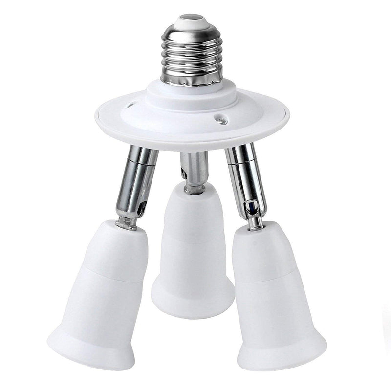 JACKYLED 3 in 1 E26 Light Socket Splitter Adapter Converter for Standard LED Bulbs 360 Degree Adjustable 180 Degree Bendable Max Watt 180w