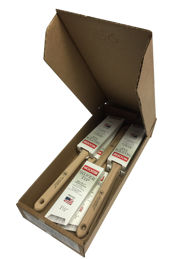 Wooster Brush 5221-1-1/2 Silver Tip Angle Sash Paintbrush, Pack of 6