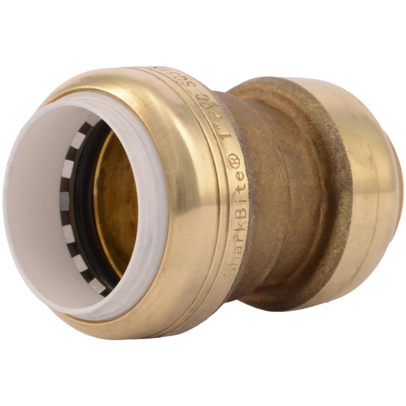 SharkBite 1 Inch CTS x 1 Inch PVC Transition Coupling, Push to Connect Brass Plumbing Fitting, PEX Pipe, Copper, CPVC, PE-RT, HDPE, UIP4020A 1 in. CST x 1 in. PVC