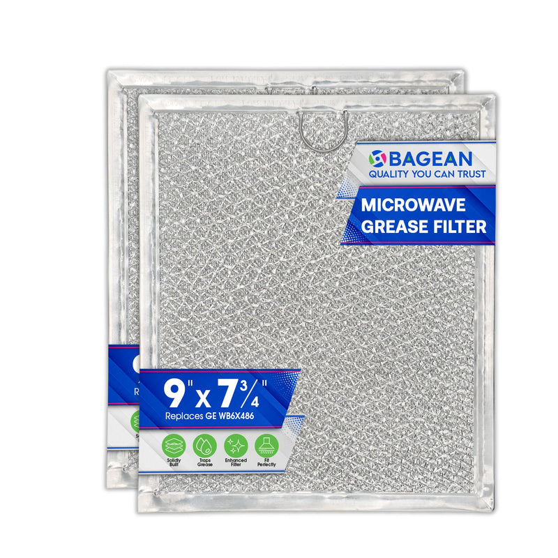 Microwave Filter Replacement 9" x 7.72" Fits WB6X486 GE Microwave Filter and Frigidaire 5304408977 - Aluminum Mesh Screen Grease Filter - Filters Air Entering Over the Range Oven Vent Fan (2-Pack) 2