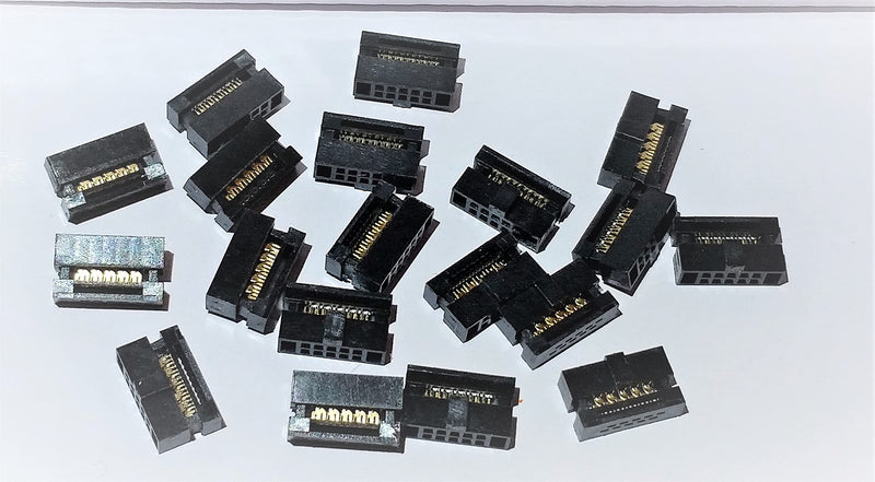 10P 20-Pack 1.27mm 0.05" Pitch Mini Dual Rows IDC FC Female Sockets Terminates to 0.635mm Flat Ribbon Cable (FC-10P-20PK) FC-10P-20PK