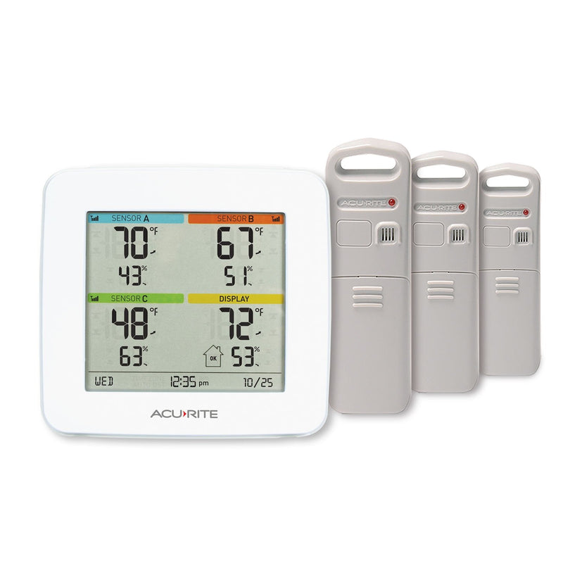 AcuRite 01094M Temperature & Humidity Station with 3 Indoor/Outdoor Sensors, White 3 Outdoor - NewNest Australia