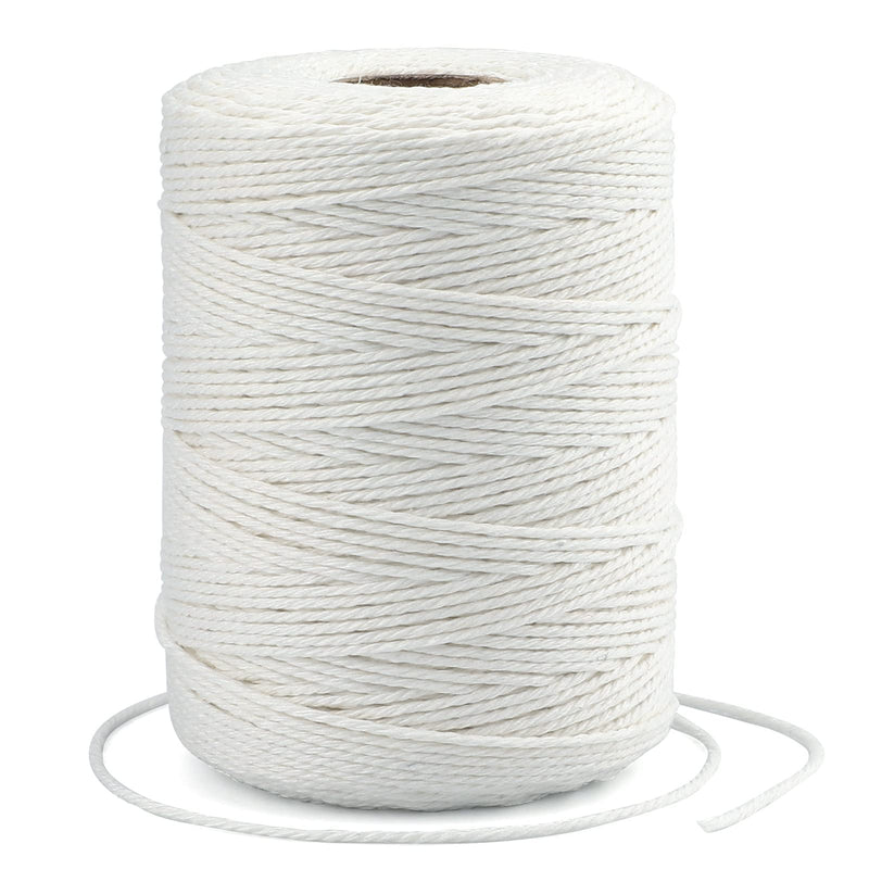 G2PLUS White String,2MM White Cotton String,656Feet Cotton Bakers Twine String for DIY Art&Crafts,Gift Wrapping,Gardening,Macrame,Meat and Roasting(200M/218Yard,12Ply White Twine String) Pure White 2MM 656ft