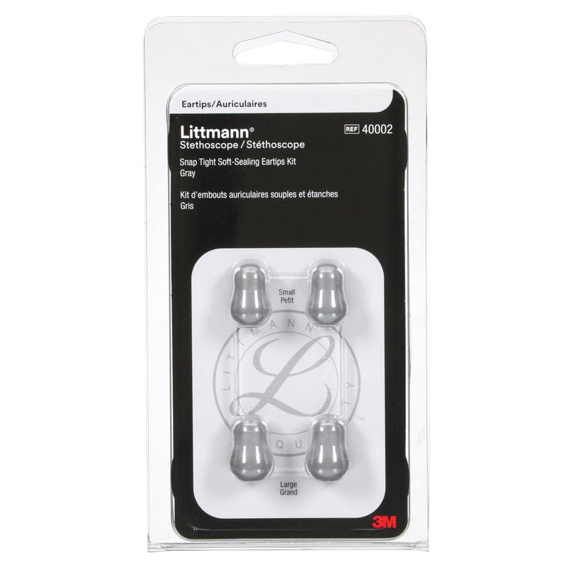 3M™ Littmann® Stethoscope Spare Parts Kit, Snap Tight Soft-Sealing Eartips, Grey, Large and Small, 40002 Gray Spare Parts Kit Eartips