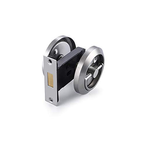 Round Recessed Door Handle/Deadbolt (No Key)(Standard US Door 1.3-1.7 inch / 35-45mm), NOT for Pocket Doors, Thin Latch with Bevel Edge. Cannot be Used for pre-Made Doors with knob/Handle Holes