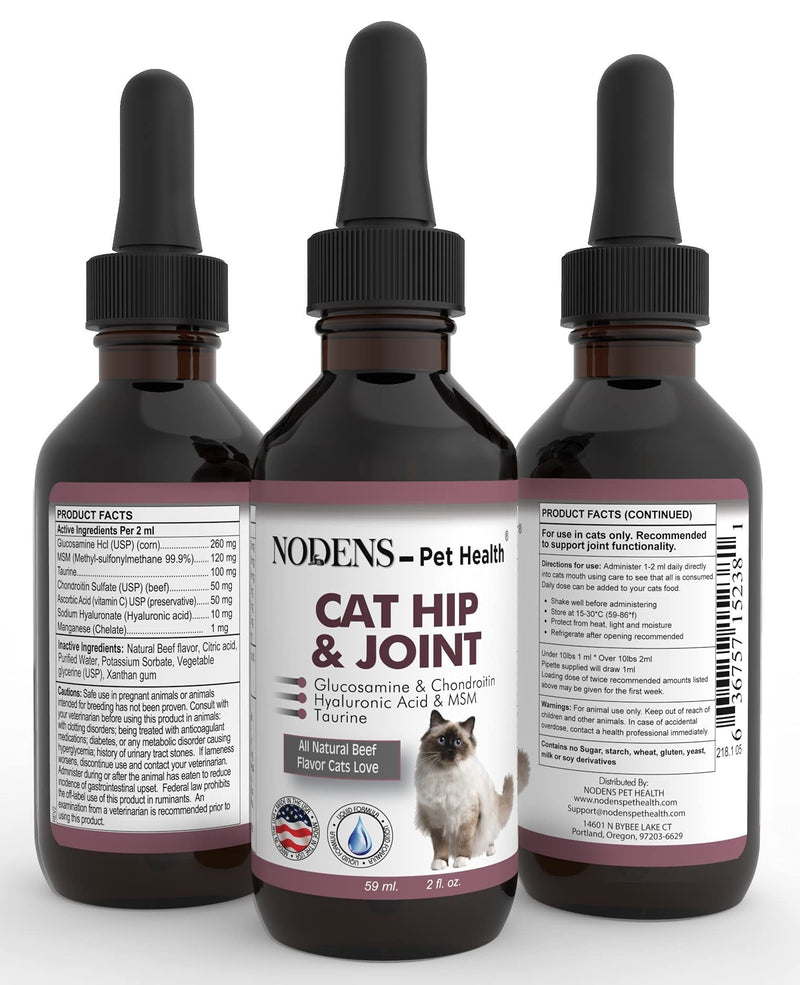 NODENS CAT Hip and Joint Glucosamine for Cats with Chondroitin and Opti-MSM® Hyaluronic Acid for Improved Joint Flexibility and Pain Relief from Inflammation and Cat Arthritis 2 floz - PawsPlanet Australia