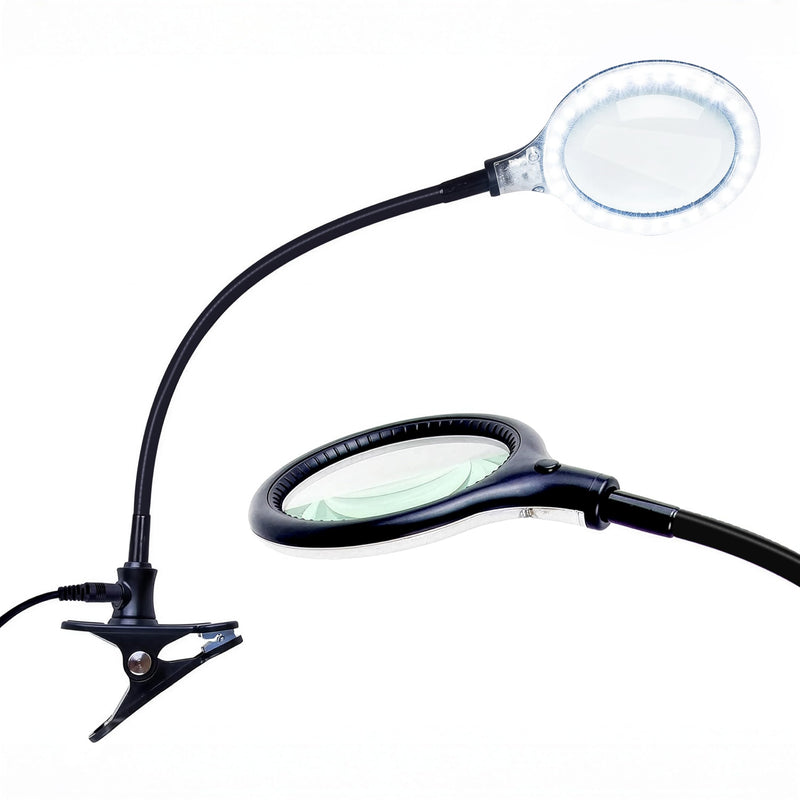 Brightech LightView Flex Magnifying Desk Lamp, 1.75X Light Magnifier, Adjustable Magnifying Glass with Light for Crafts, Reading, Close Work Black