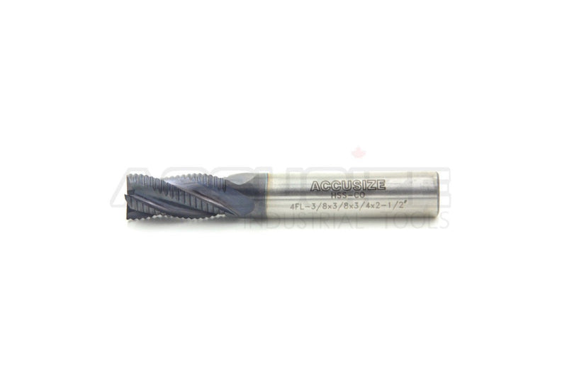 Accusize Industrial Tools 3/8'' Fine Tooth M42 8% Cobalt Tialn Roughing End Mill, 3/8'' Shk Dia, 3/4'' Flute Length, 2-1/2'' Oal, 4 Flute, 1104-0038 3/8" Dia, 3/8" Shk Dia, 3/4" Flt Length