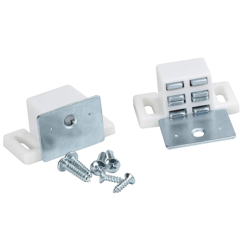 Rok Hardware Heavy Duty 15 lb High Rise Cabinet Magnetic Catch, White/Nickel Cabinet Door Magnet (10, White, Nickel) 10