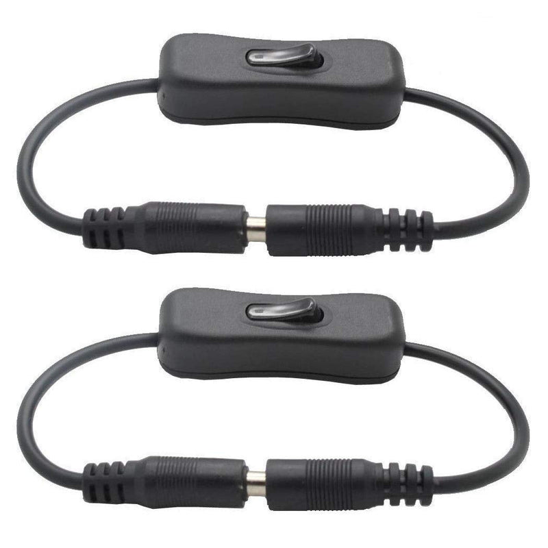 2pcs LED Strip Light Inline On/Off Switch Cable DC Jack (5.5x2.1mm) Male to Female Connector, DC Jack Switch, LED Tape Connector, 12V Inline Rocker Switch DC Power Adapter Connector