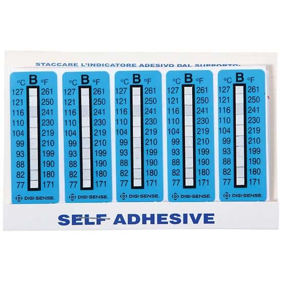 Digi-Sense AO-09035-06 Irreversible 10 Point Vertical Temperature Label, 171-261°F/77-127°C; 10/Pk