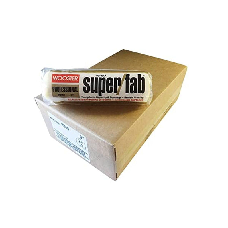 Wooster Brush R240 9 inch Super/Fab Roller Cover, 1/2 inch Nap, Pack of 12