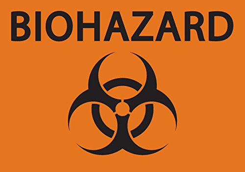 Zing Green Products 1912 Recycled Plastic "Biohazard" Safety Sign, 10" Length, 7" Width, Black on Orange
