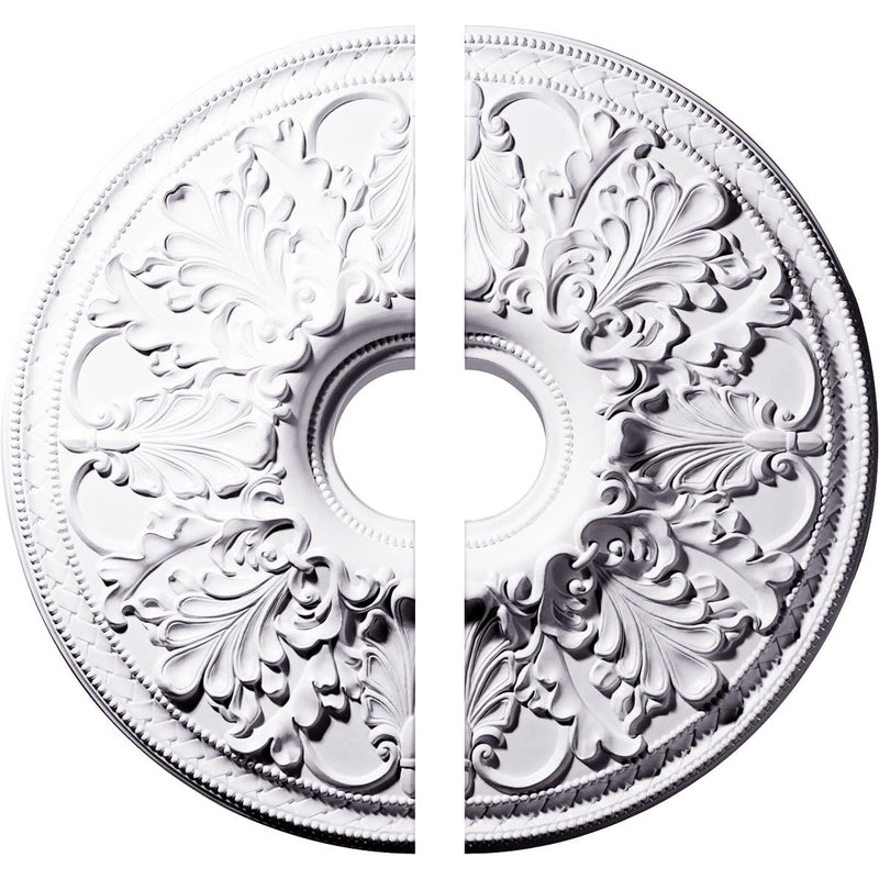 Ekena Millwork CM23AS2 23 7/8"OD x 4"ID x 2 1/8"P Ashley Ceiling Medallion, Fits Canopies up to 4-3/4", 2 Piece Split