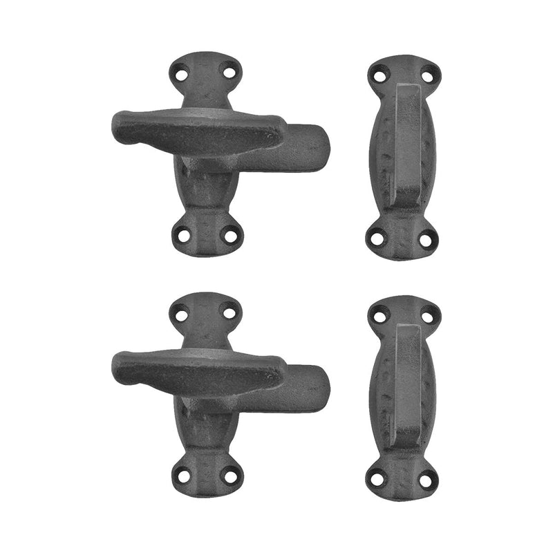Renovators Supply Manufacturing Door Latch 2 in. Black Wrought Iron Latch Latch Lock for Cabinets/Windows with Mounting Hardware Pack of 2