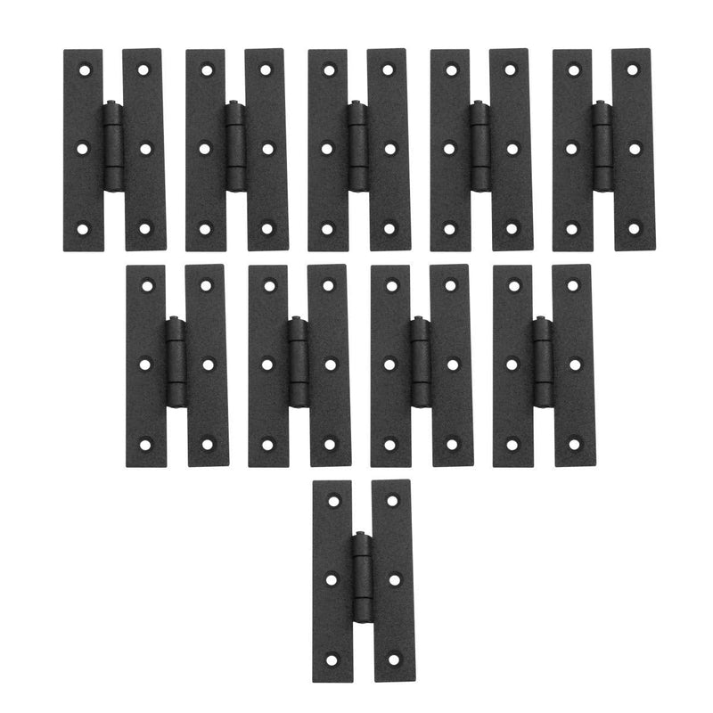 Renovators Supply Manufacturing Pack of 10 Black Wrought Iron H Cabinet Hinge 3 Inch Flush Mount Antique RSF Finish Hardware for Cupboard Wardrobe Furniture Doors
