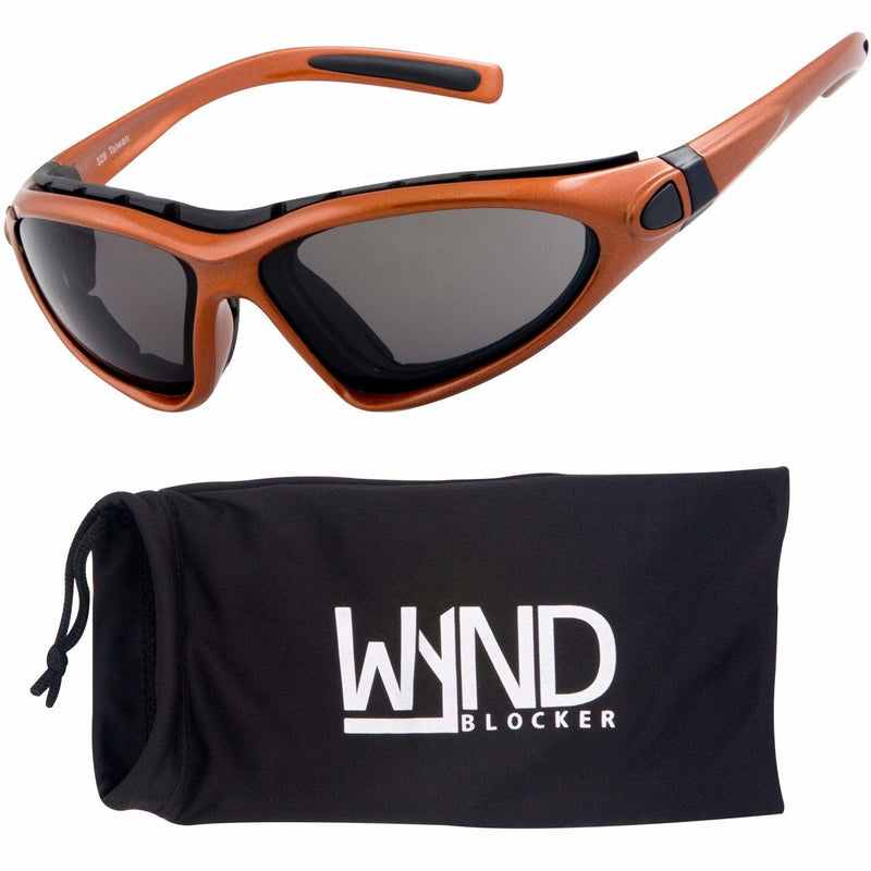 WYND Blocker Vert Motorcycle & Boating Sports Wrap Around Polarized Sunglasses Orange Polarized Smoke