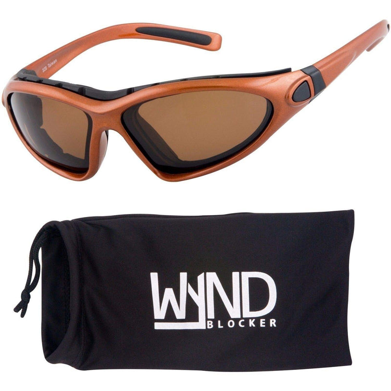 WYND Blocker Vert Motorcycle & Boating Sports Wrap Around Polarized Sunglasses Orange Polarized Amber