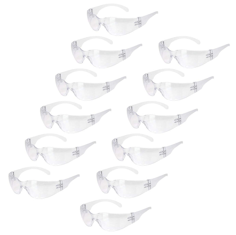 BISON LIFE Safety Glasses - Scratch Resistant Wrap Around Eyewear, Polycarbonate ANSI Z87.1 Impact Resistant Lens Clear/Clear 12