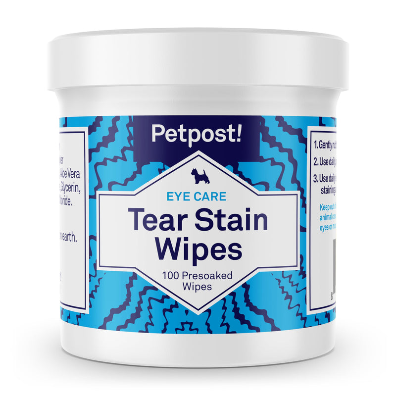 Petpost | Tear Stain Remover Wipes - Presoaked Cotton Pads - Best Natural Eye Crust Treatment for White Fur - Maltese Angels Approved - Chemical and Bleach Free 100 ct. 100 ct. - PawsPlanet Australia