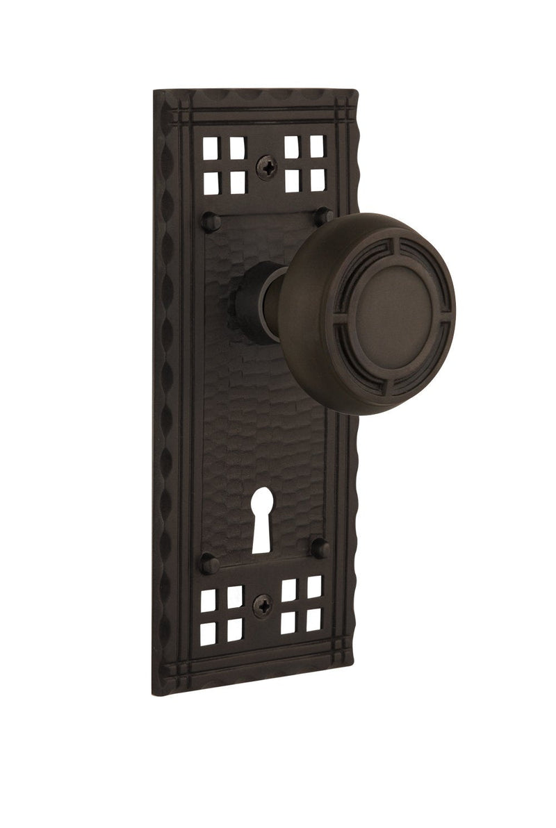 Nostalgic Warehouse Craftsman Plate with Keyhole Mission Knob, Privacy - 2.75", Oil-Rubbed Bronze Privacy - 2.75" Oil Rubbed Bronze