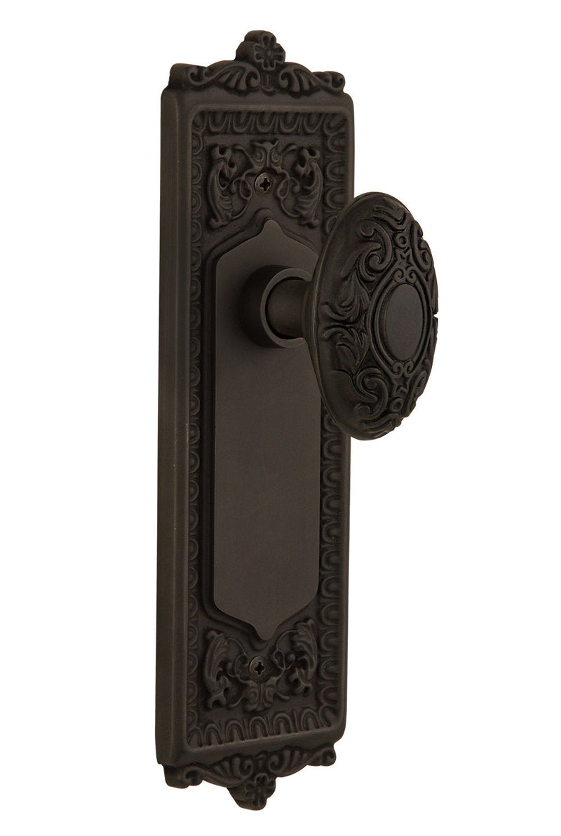 Nostalgic Warehouse 707629 Egg & Dart Plate with Victorian Knob, Privacy - 2.375", Oil-Rubbed Bronze Privacy-2.375 in Oil Rubbed Bronze