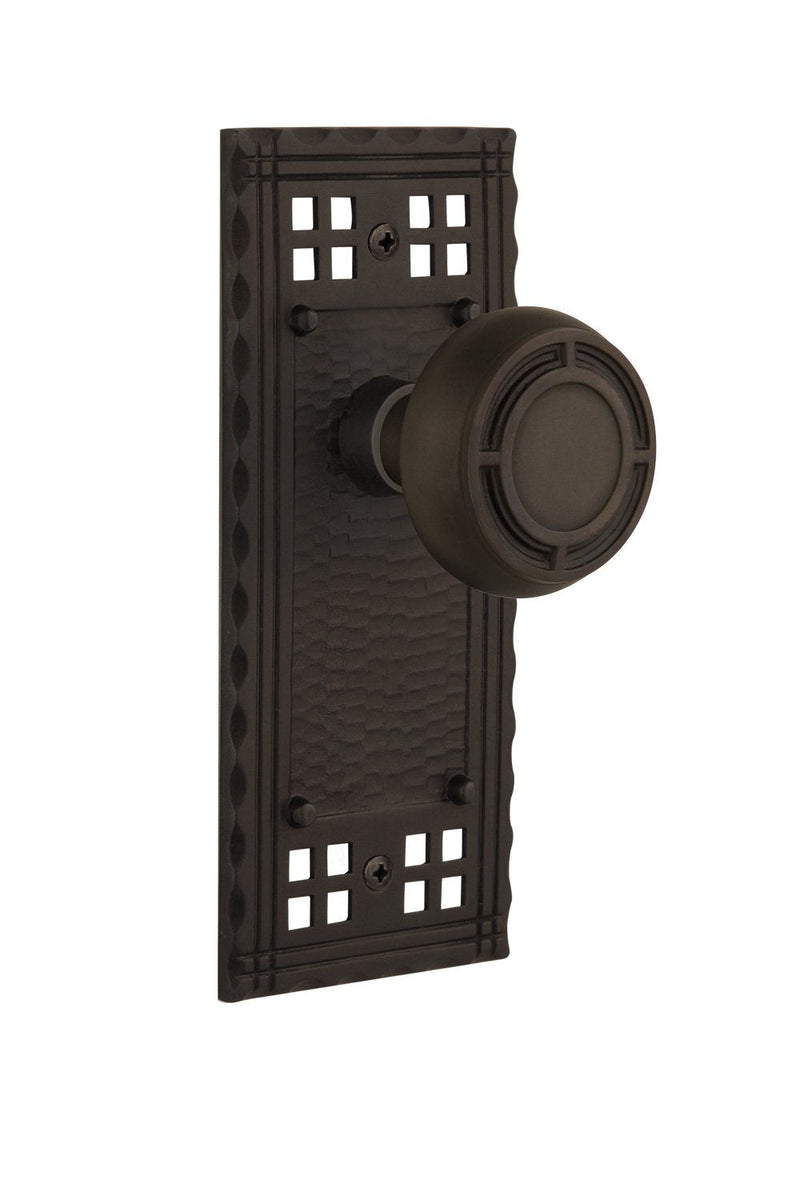 Nostalgic Warehouse Craftsman Plate with Mission Knob, Passage - 2.75", Oil-Rubbed Bronze Passage - 2.75" Oil Rubbed Bronze