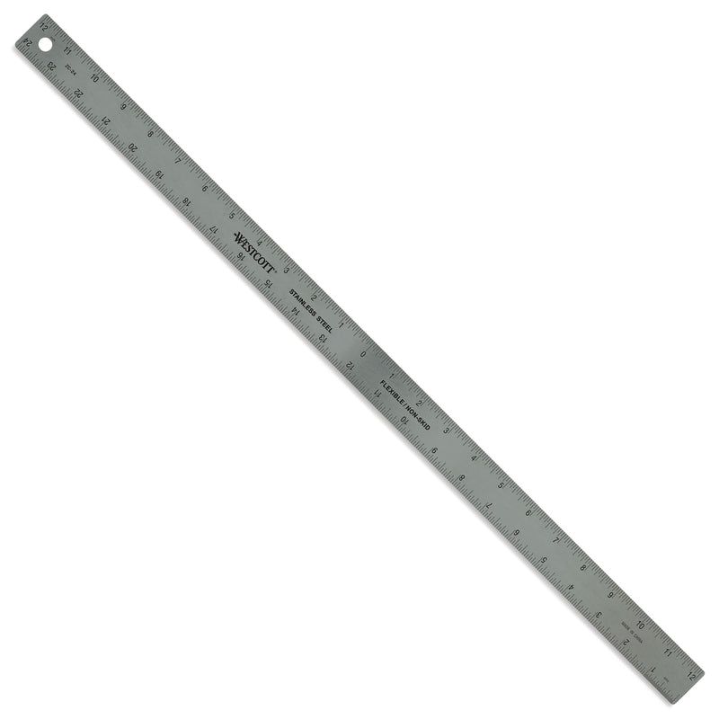 Westcott ZC-24 Zero Center Stainless Steel Metal Ruler with Non-Slip Cork Base, 24 in