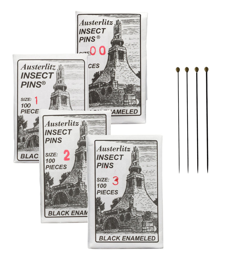 Museum Grade Insect Entomology Dissection Pins - 1.5"/38mm Length, Sizes 00 Through 3 (Packs of 100) (Multi Pack - 100 of Each Size (00, 1, 2, 3))