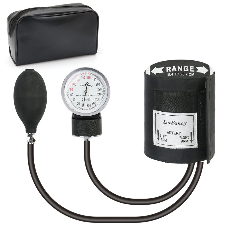 LotFancy Aneroid Sphygmomanometer, Pediatric BP Cuff, Child & Small Cuff, Professional Manual Blood Pressure Cuff, 7.2"-10.5", with Zipper Case S Cuff (7.2"-10.5") Black