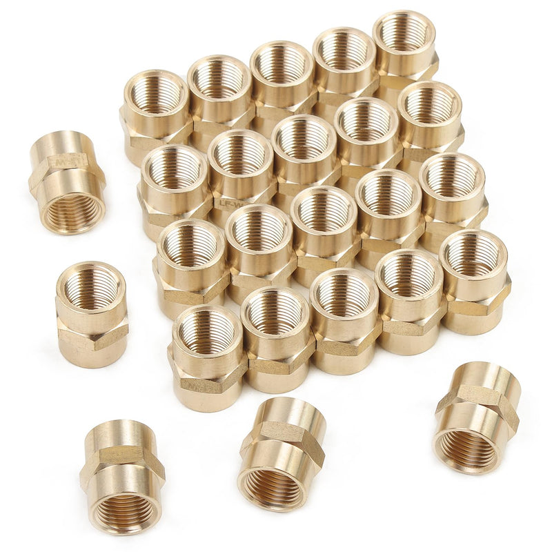 LTWFITTING LF Brass Pipe Fitting 3/8" Female NPT Coupling Water (Pack of 25) Pack of 25