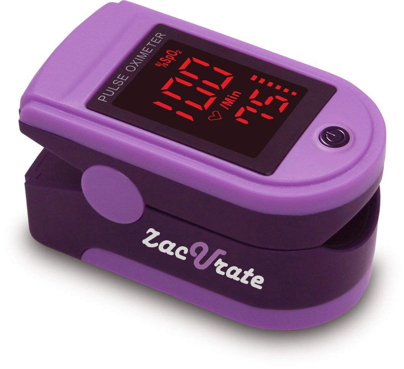 Zacurate Pro Series 500DL Fingertip Pulse Oximeter Blood Oxygen Saturation Monitor with Silicone Cover, Batteries and Lanyard Mystic Purple