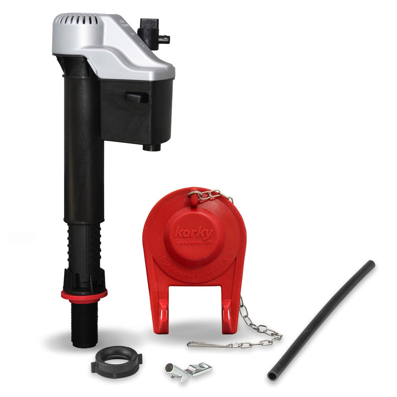 Korky 818MP QuietFILL® Platinum Universal Toilet Fill Valve & 2" Toilet Flapper Kit, Silver