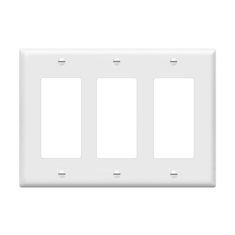 ENERLITES Decorator Light Switch or Receptacle Outlet Wall Plate, Gloss Finish, Size 3-Gang 4.50" x 6.38", Polycarbonate Thermoplastic, 8833-W, White , Standard Size , 1 Count ( Pack of 1)