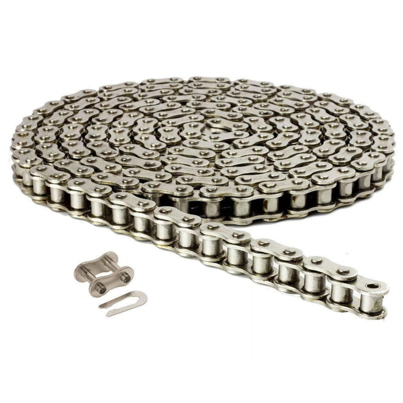 Jeremywell 41NP Nickel Plated Roller Chain 3 Feet with 1 Connecting Link, Heat Treated, Corrosion Resistant, Eliminates Stress Cracking, unwanted wear, and Easy Corrosion 1 Master Link