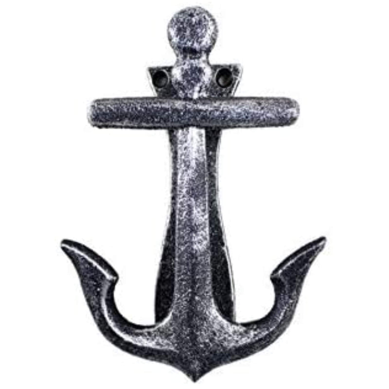 Handcrafted Nautical Decor Antique Silver Cast Iron Decorative Anchor Door Knocker 6" - Antique Anchor - N