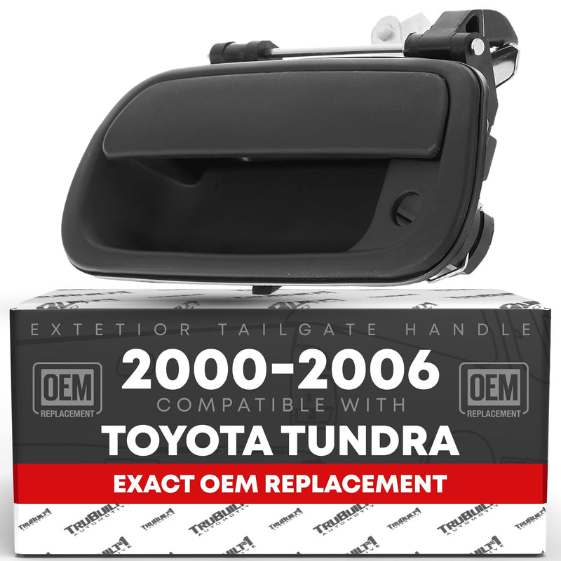 Tailgate Handle Assembly Replacement with Keyhole - Compatible with 2000-2006 Toyota Tundra - Tail Gate Handle Latch Textured Black - OEM 69090-0C030-C0, 69090-0C010, 80866, TO1915110 Standard - 3.32 x 5.11 x 3.32 inches