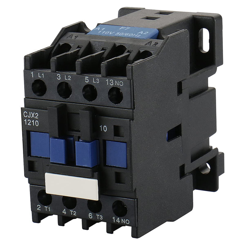 Baomain 3-Pole AC Contactor CJX2-1210 – 110VAC Coil, 3NO+1NO Auxiliary, 660V 3-Phase, DIN Rail Mount,for Motor Starters, Pumps, and Industrial Control Panels 1 AC 110V