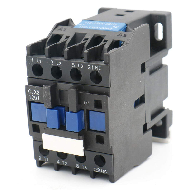 Baomain 3-Pole AC Contactor CJX2-1201 110VAC Coil, 3NO+1NC Auxiliary, 660V 3-Phase, DIN Rail Mount,for Motor Starters, Pumps, and Industrial Control Panels 1 AC 110V