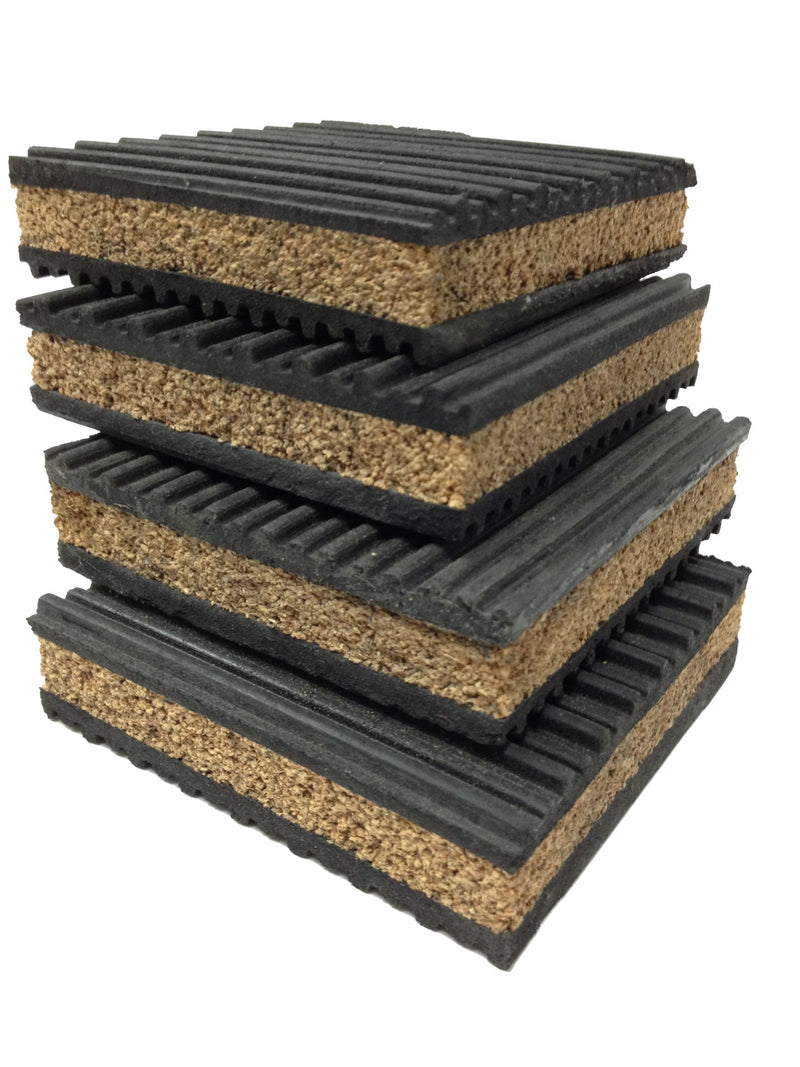 4 Pack of Anti Vibration Pads 4" x 4" x 7/8" Rubber/Cork Vibration isolation pads 4" X 4" X 7/8"