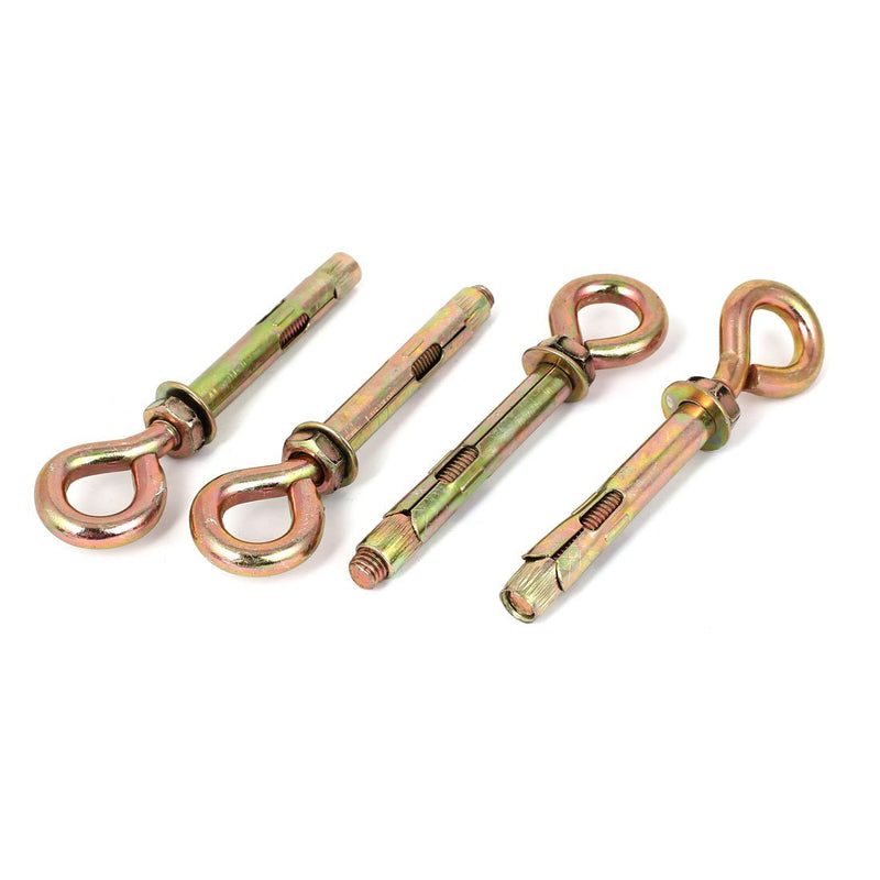 uxcell® Wall Concrete Brick Expansion Screws Closed Hook Bolts 12mm Dia Sleeve 4 Pcs