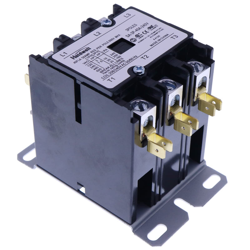 Holdwell SA-3P-40A-240V 3 Pole 40 Amp 240V Coil Definite Purpose Air Conditioner Contactor HSA-3P-40A-240V