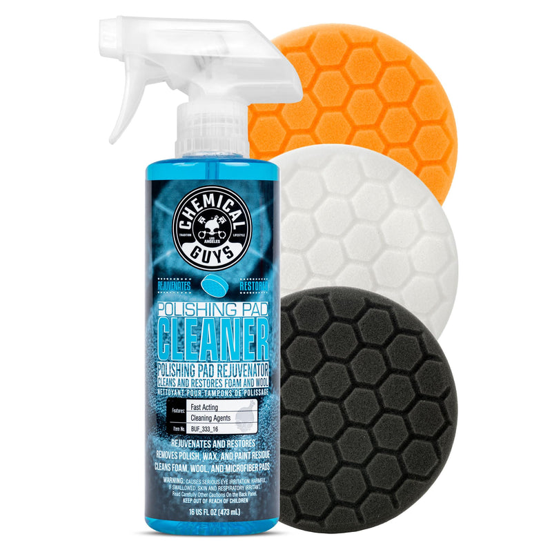 Chemical Guys 5.5" Buffing Pad Sampler Kit - 4 Piece Detailing Set with 3 Professional Foam Car Polishing Pads & 16 oz Polishing Cleaner, for Dual Action and Rotary Polishers Using 5" Backing Plates 5.5"