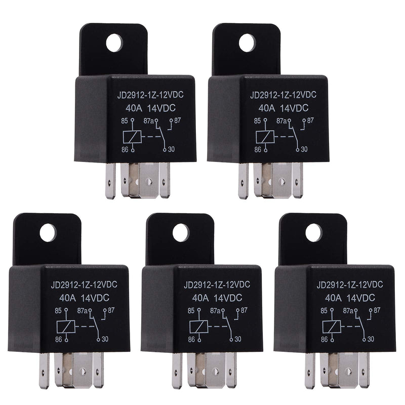EHDIS 12V Motor Relay 5 Pin Coil 40amp Spdt Model No.: JD2912-1Z-12VDC 40A 14VDC, Contactor Relay Switch Power, Auto Switches & Starters, 5 Pack
