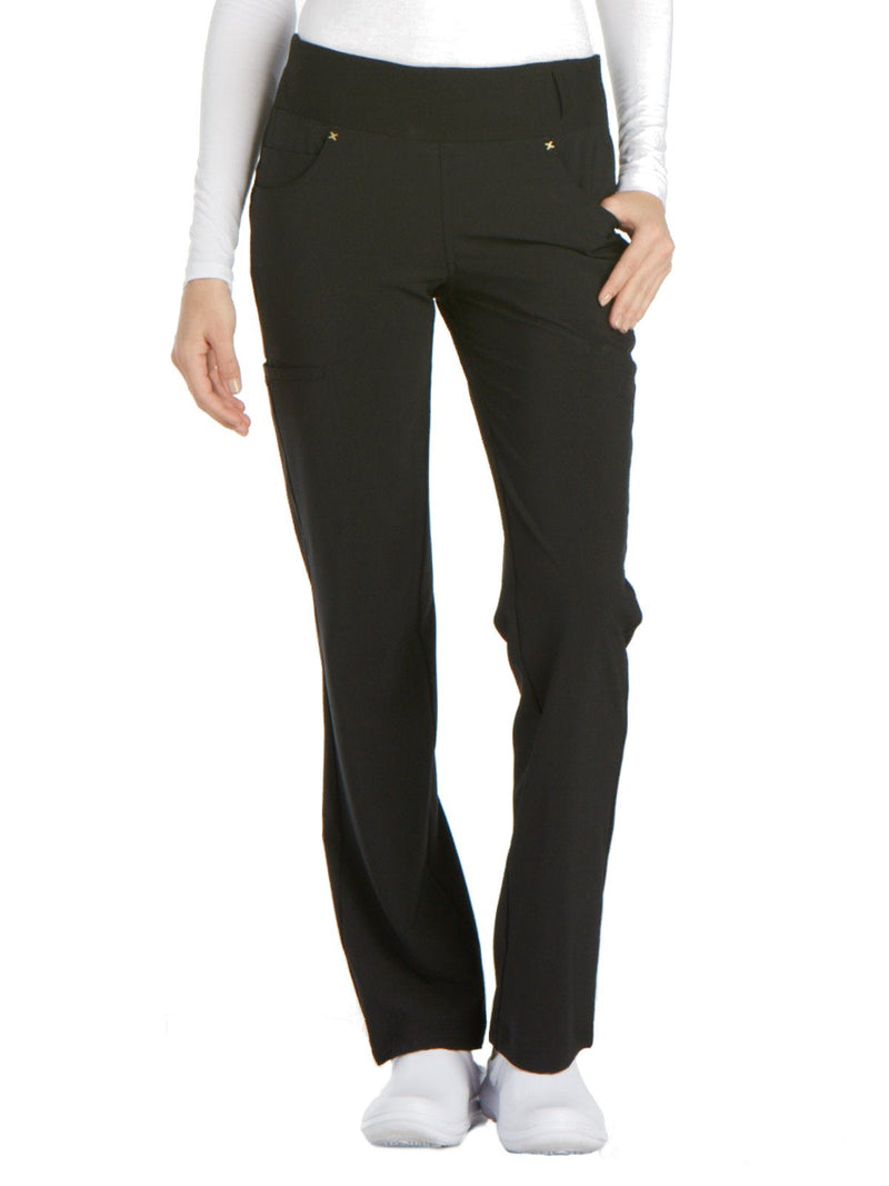 Cherokee Iflex Scrubs for Women, Yoga-Inspired Knit Waistband Scrub Pants CK002 Large Black