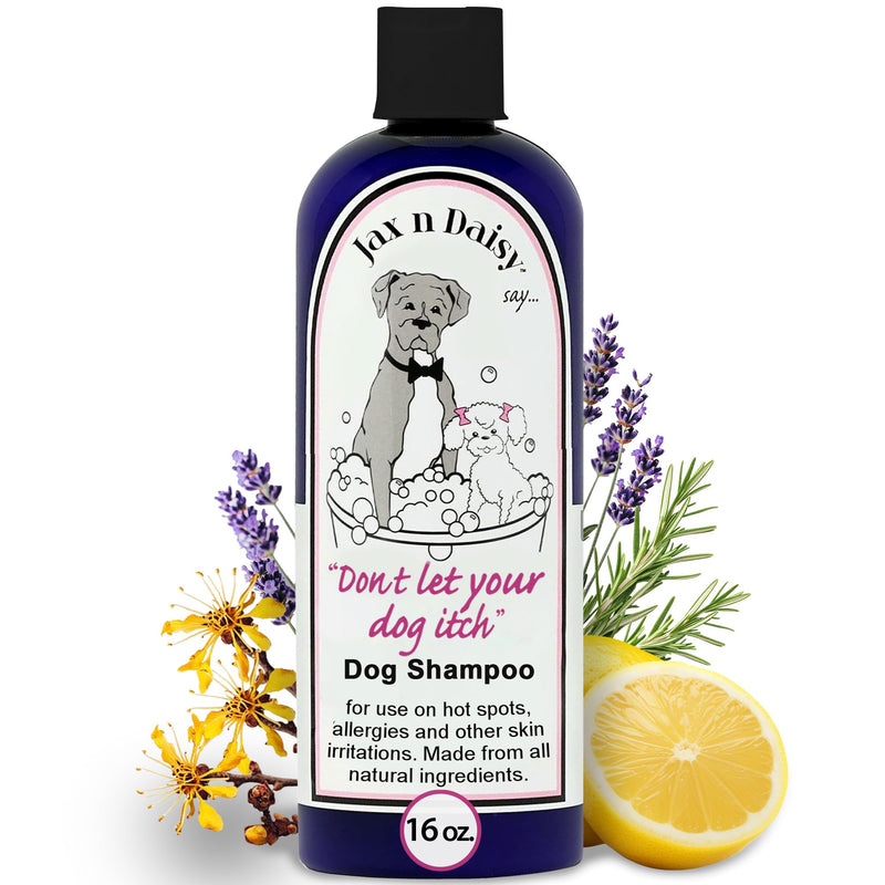 Jax n Daisy Dog Shampoo - Gentle and Effective Allergy and Sensitive Skin Shampoo for Dogs - Eliminates Odors, Fleas, and Soothes Itchy Skin - Perfect for Puppies Itch Relief Shampoo 16oz - PawsPlanet Australia