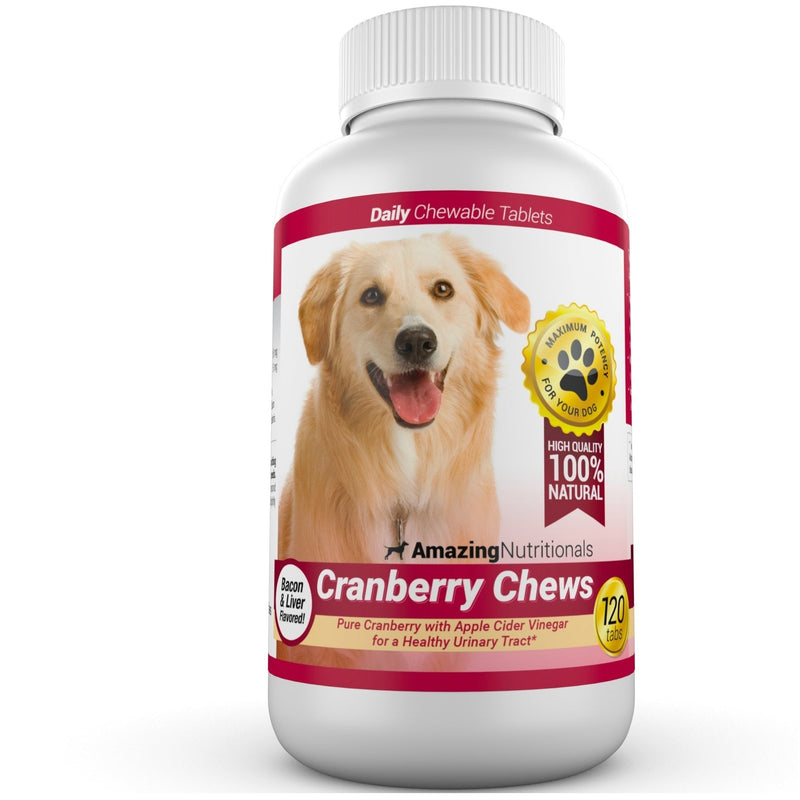Amazing Cranberry for Dogs Pet Antioxidant, Urinary Tract Support Prevents and Eliminates UTI in Dogs, 120 Chews 1 Bottle - PawsPlanet Australia