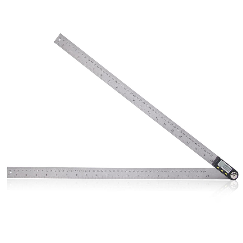 Delgada 20 inch/500mm Digital Angle Ruler and Stainless Steel Digital Angle Finder or Digital Protractor with Zeroing and Locking Function Battery Included 500mm Angle Ruler