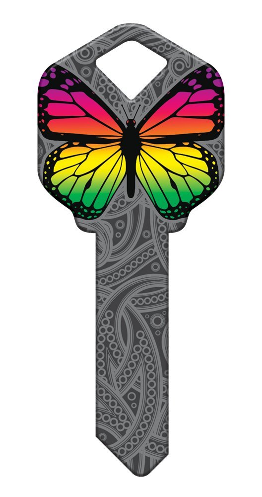 Pack of 5 Blank HK46 Rainbow Butterfly Designer Keys for KW1 Kwikset Style Locks (Must be Cut to Match Your Lock)