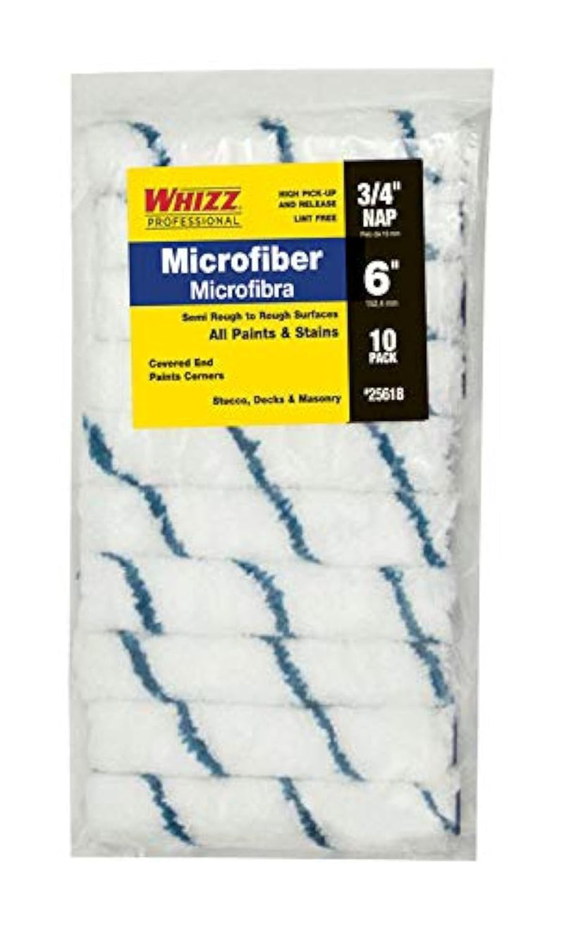 Whizz Microfiber 3/4 in. x 6 in. W Mini Paint Roller Cover For Semi Rough to Rough 10 pk